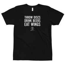 Load image into Gallery viewer, Throw Discs, Drink Beers, Eat Wings Disc Golf Shirt